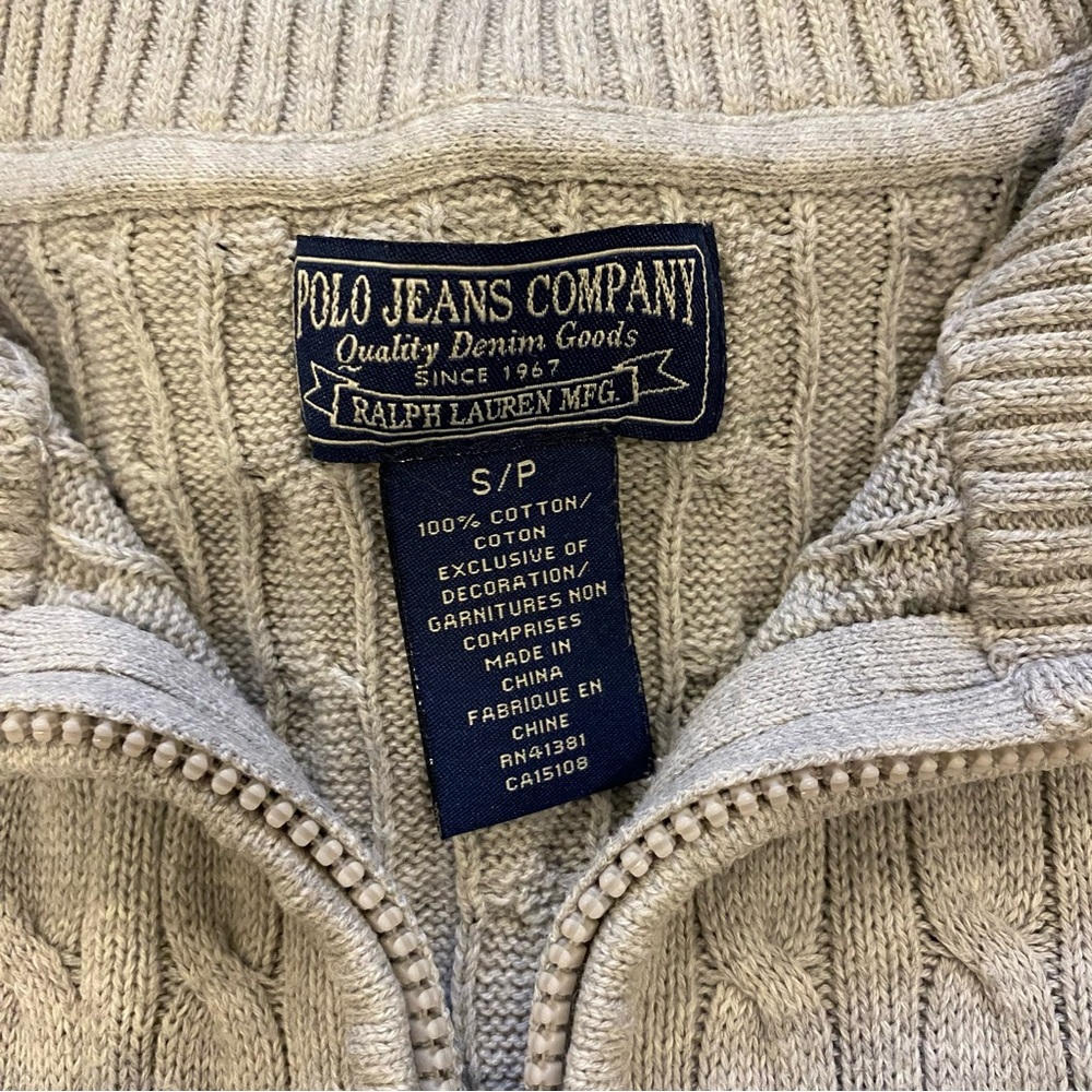 Polo jeans cable knit grey sweater size small - Picture 5 of 10
